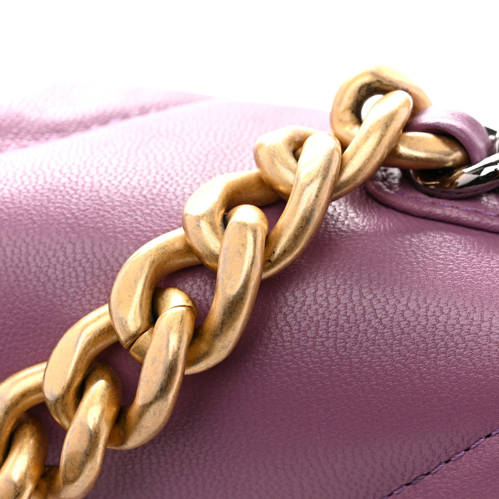 Goatskin Quilted Medium Chanel 19 Flap Purple