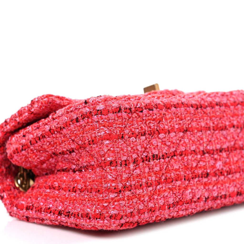 Tweed Quilted Mini 2.55 Reissue Flap Red Ecru Black