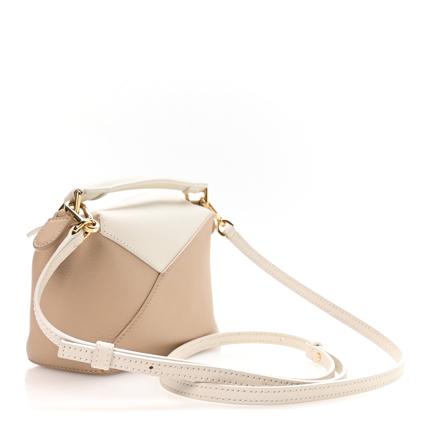 Calfskin Mini Puzzle Edge Bag Soft White Paper Craft