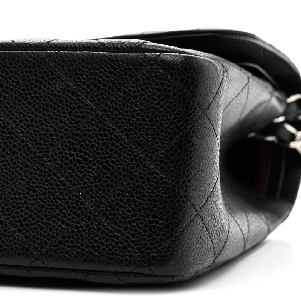 Caviar Quilted Jumbo Double Flap Black