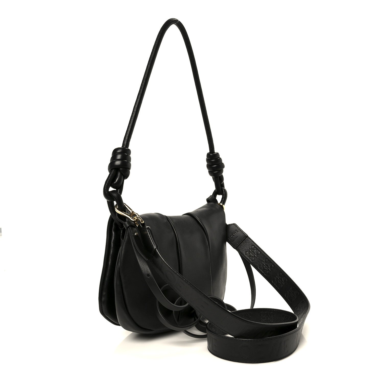 Shiny Nappa Calfskin Paseo Satchel Black