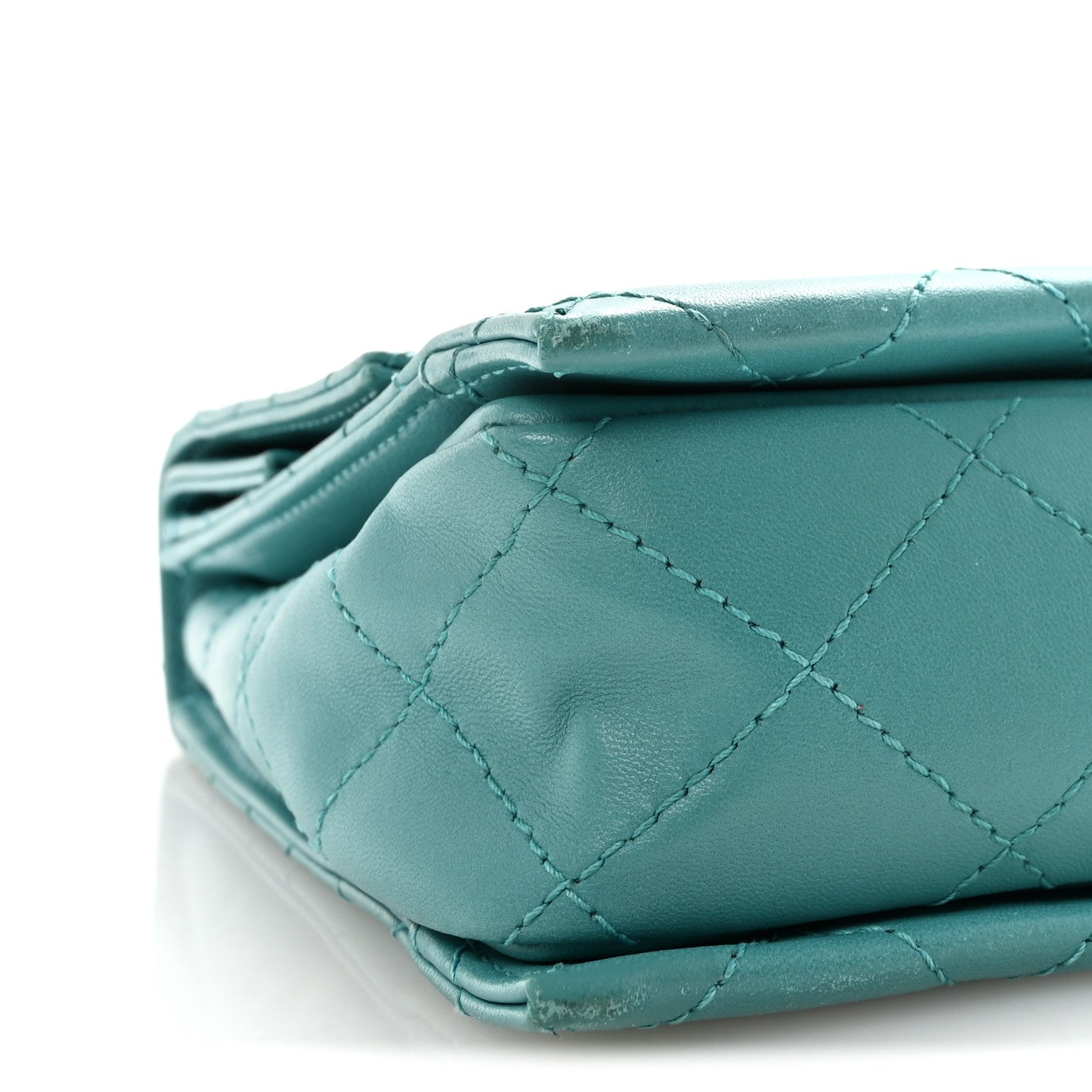 Calfskin Stitched Double Flap Bag Turquoise