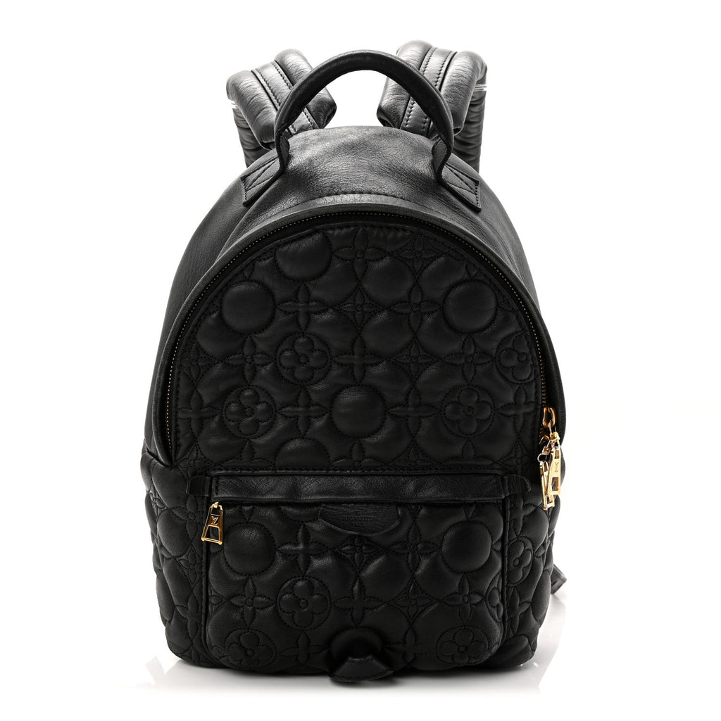 Lambskin Flower Quilted Palm Springs Backpack PM Black