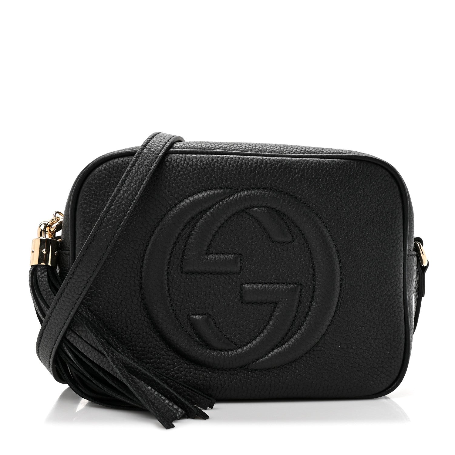 Pebbled Calfskin Small Soho Disco Bag Black