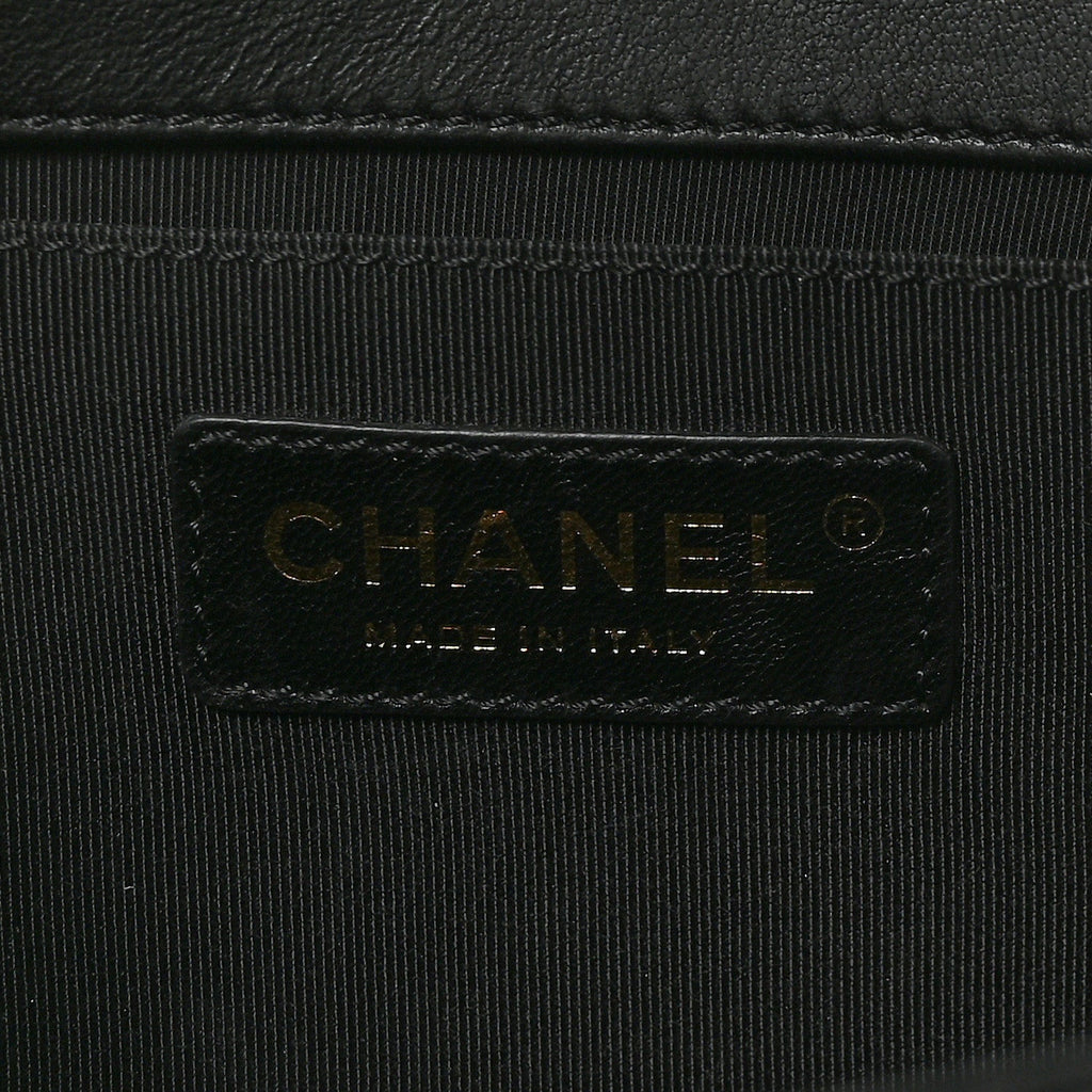 Lambskin Quilted Medium Boy Flap Black
