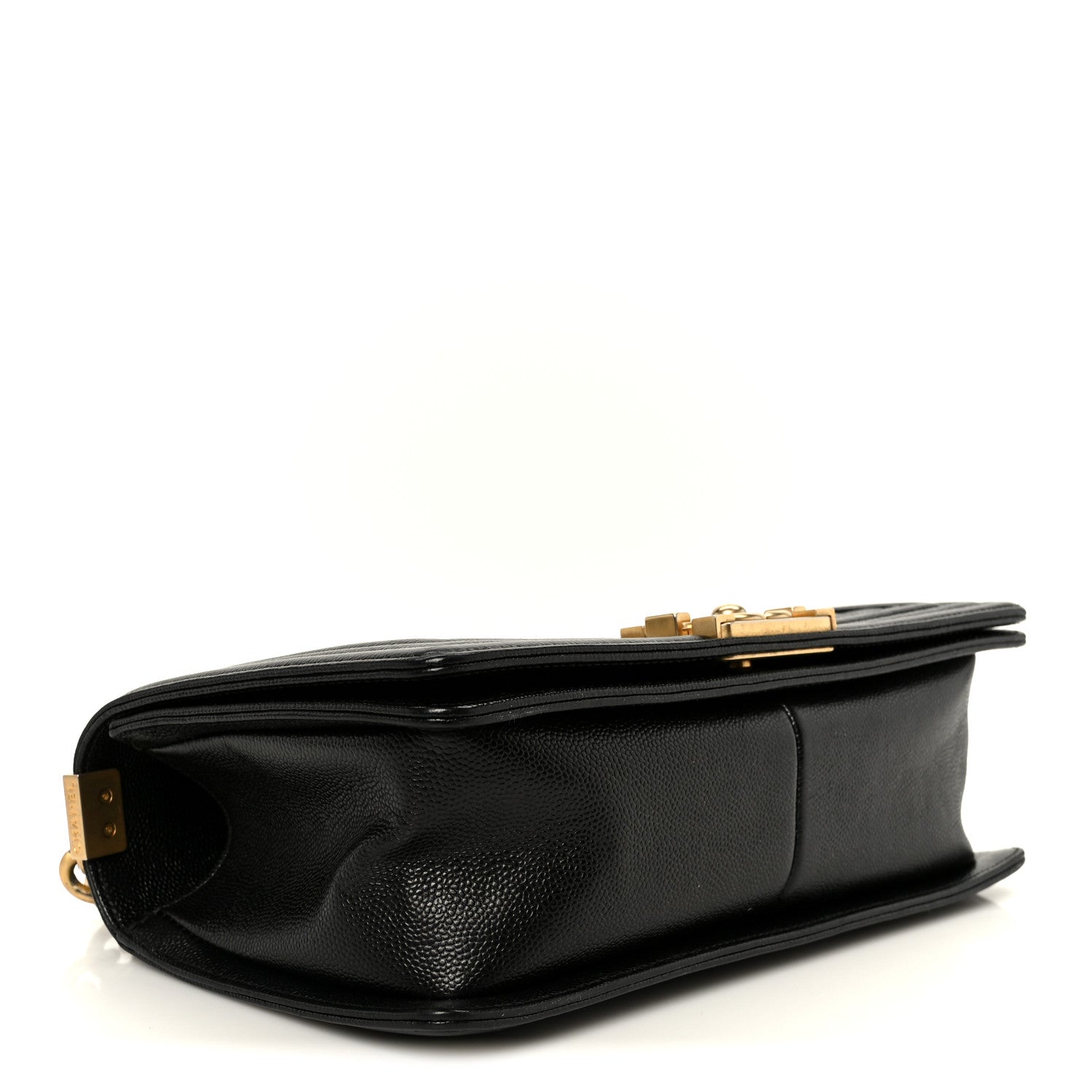 Caviar Chevron Quilted Medium Boy Flap Black