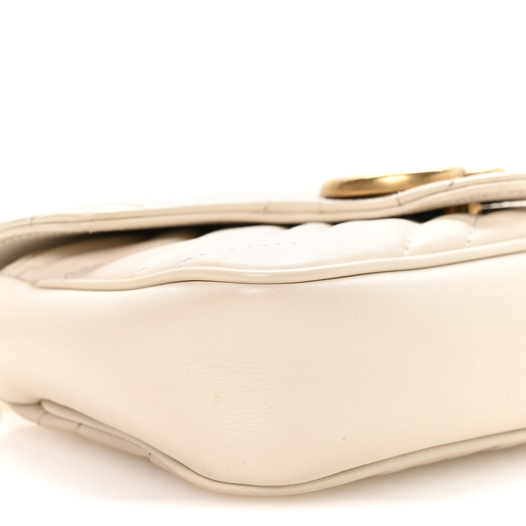 Calfskin Matelasse Super Mini GG Marmont Shoulder Bag White