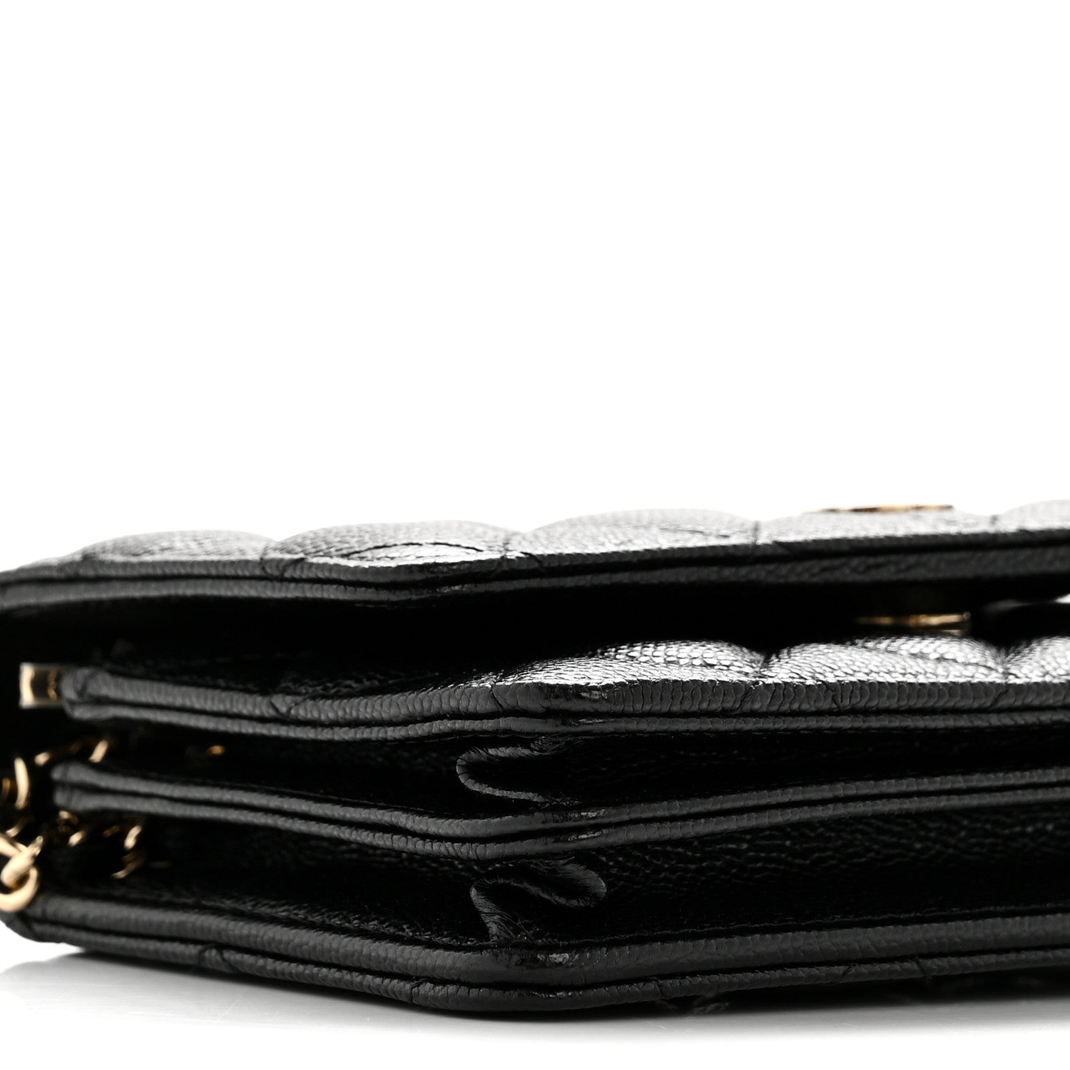 Caviar Quilted Mini Wallet On Chain WOC Black