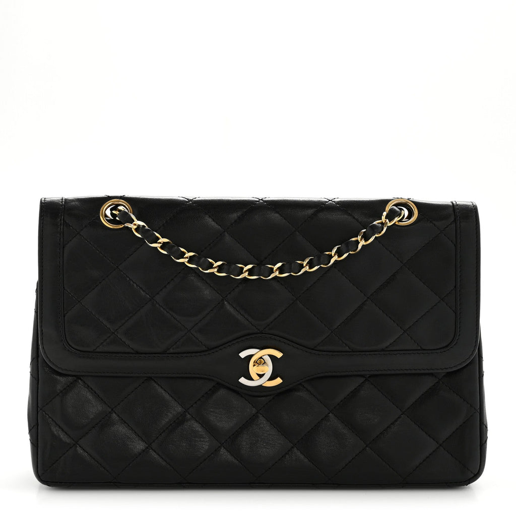 Lambskin Medium Double Flap Black