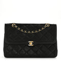 Lambskin Medium Double Flap Black