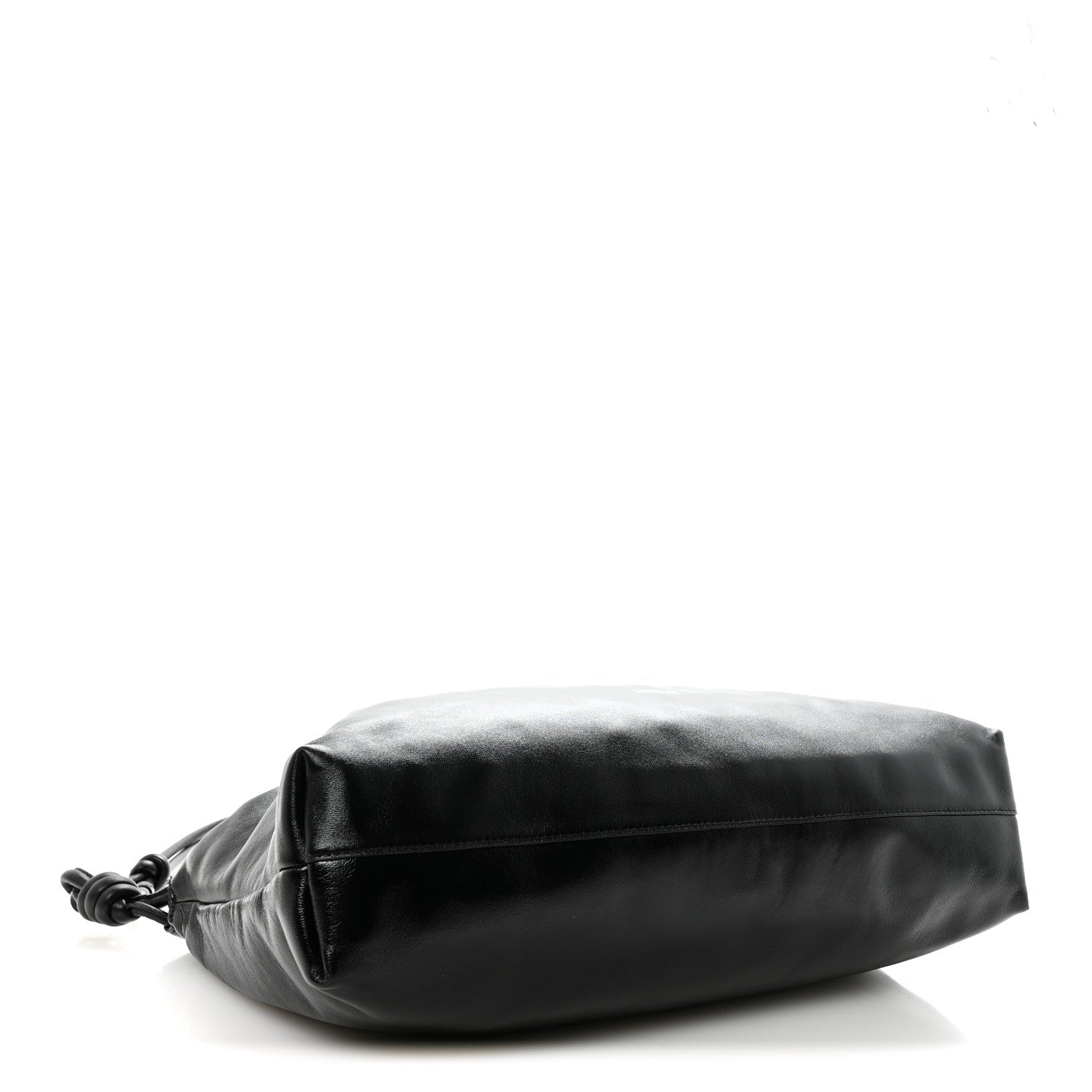 Patent Lambskin Donut Chain Large Flamenco Knot Clutch Black