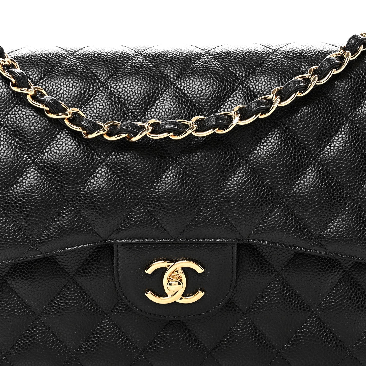 Caviar Quilted Jumbo Double Flap Black