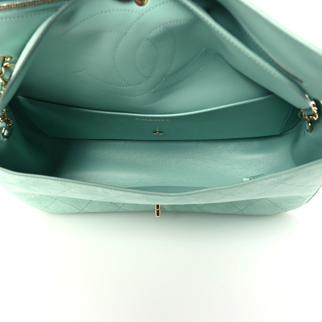 Suede Calfskin Small Souplissimo Maxi Flap Green