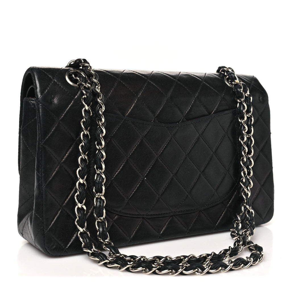 Lambskin Quilted Medium Double Flap Black
