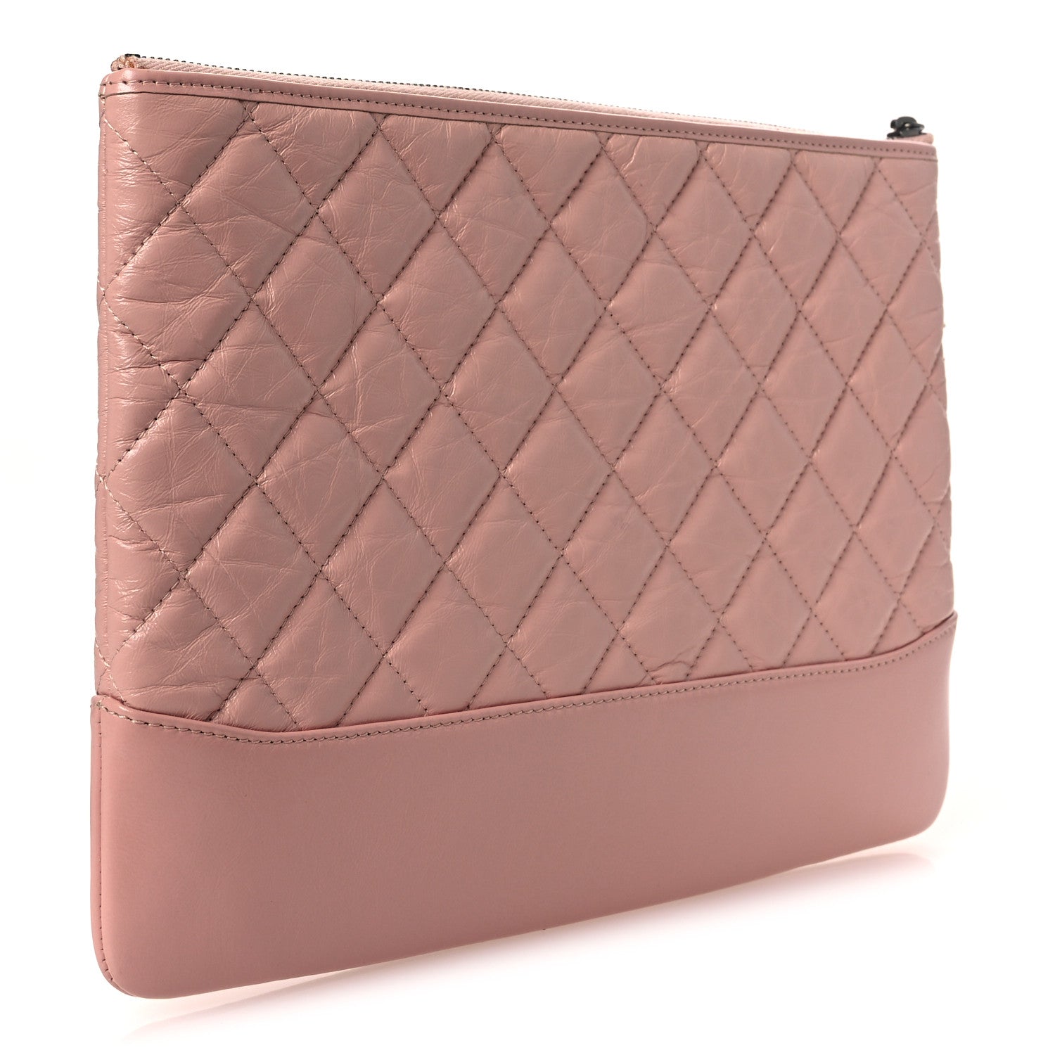 Aged Calfskin Quilted Medium Gabrielle Cosmetic Case Pink