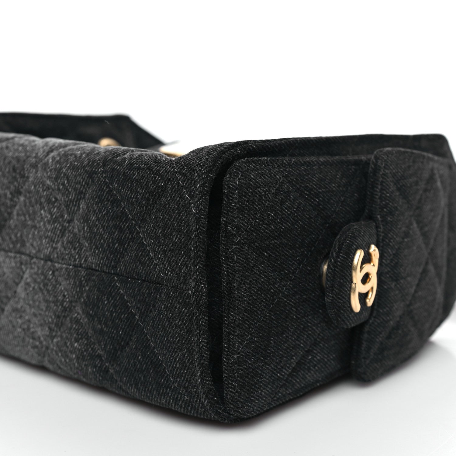 Washed Denim Quilted Mini Chanel 25 Handbag Black