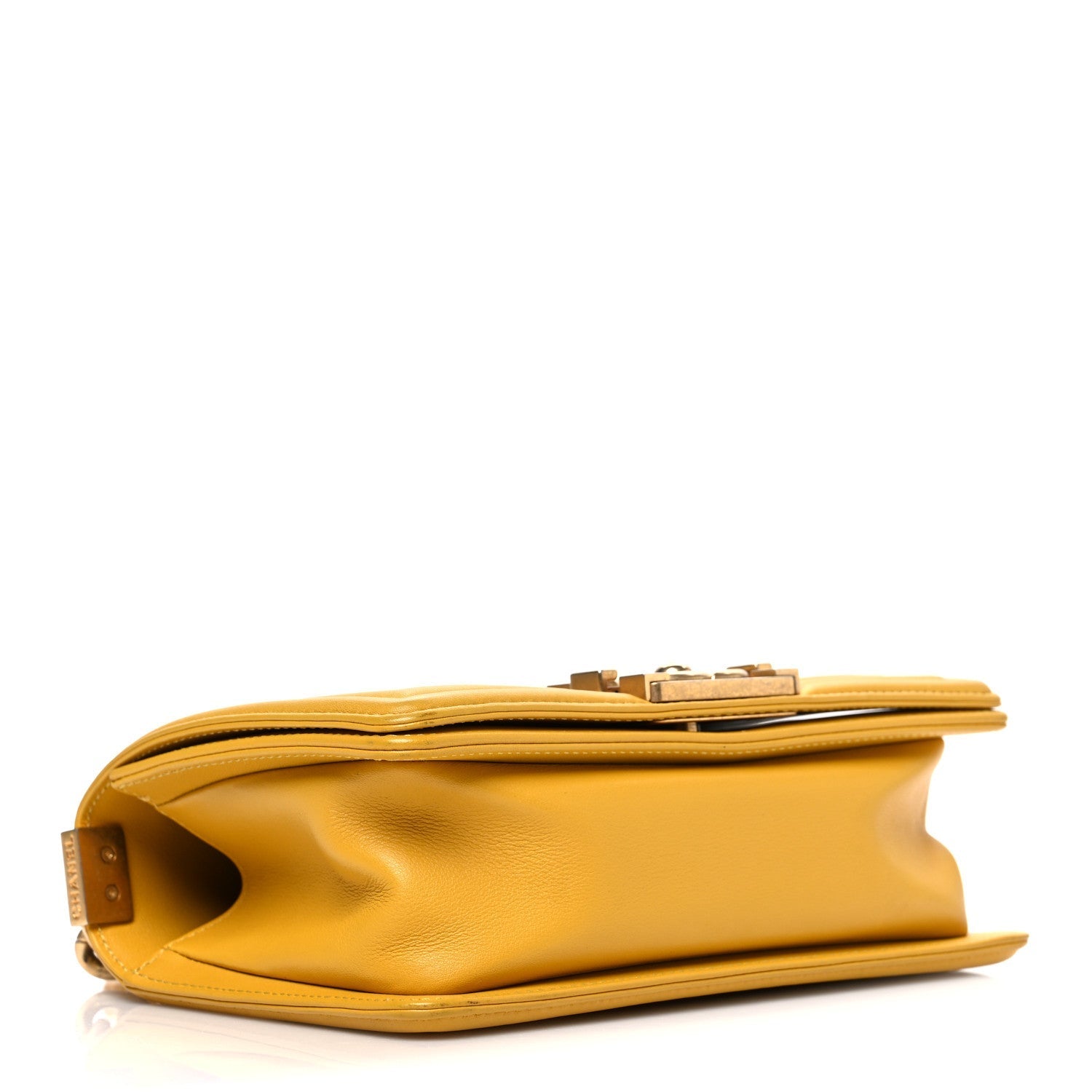 Lambskin Quilted Small Boy Flap Yellow