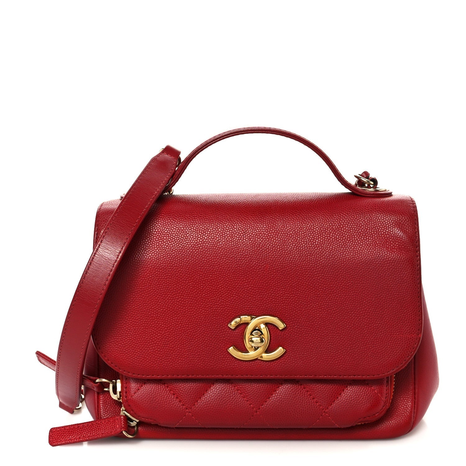 Caviar Quilted Small Business Affinity Flap Red