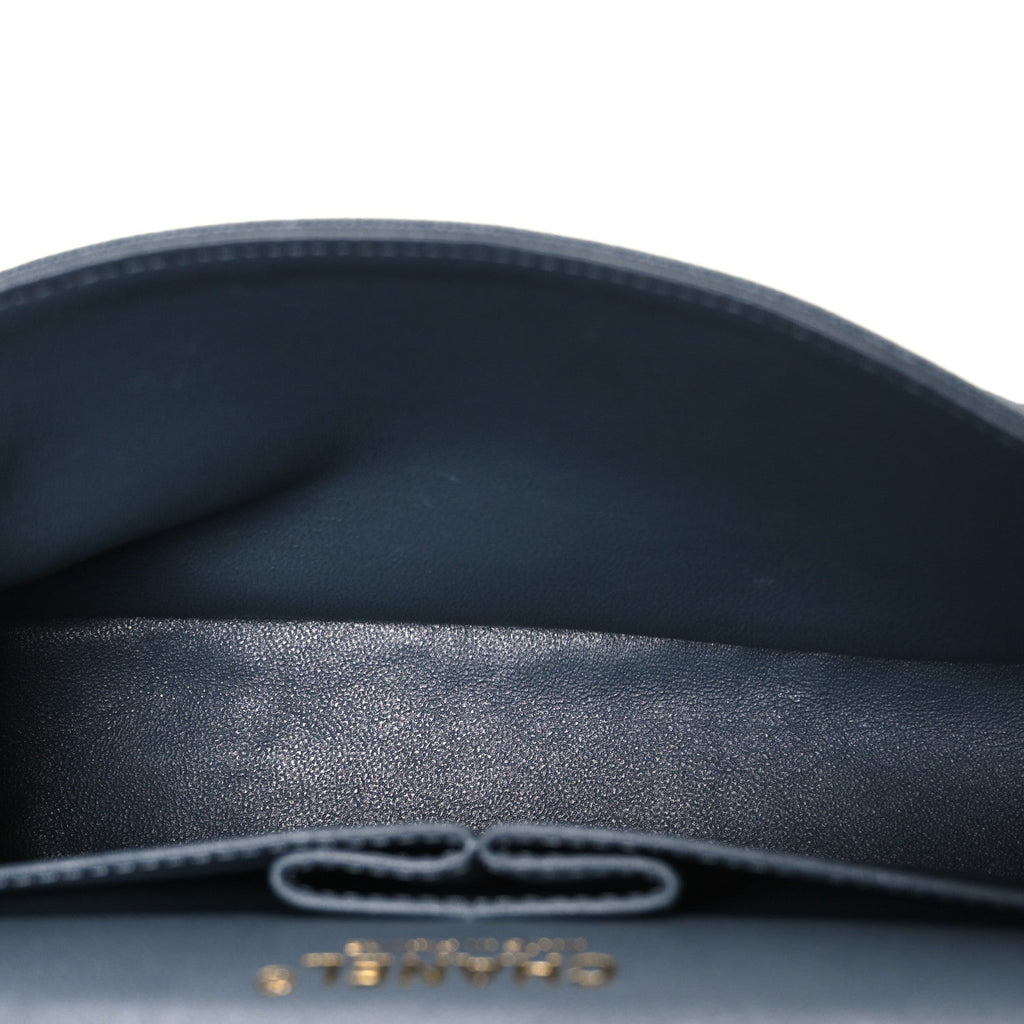 Caviar Quilted Small Double Flap Dark Grey