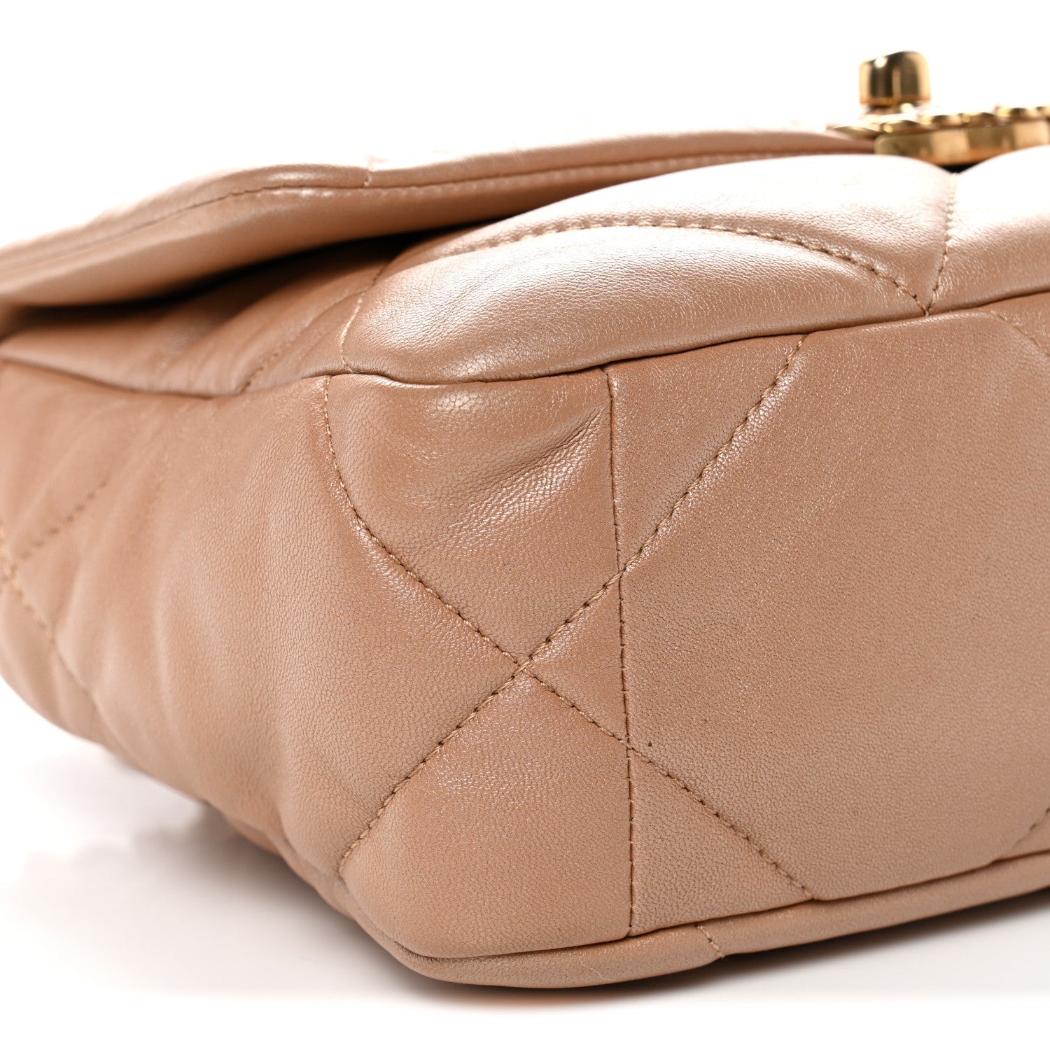 Shiny Lambskin Quilted Medium Chanel 19 Flap Beige