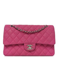 Iridescent Caviar Quilted Medium Double Flap Pink