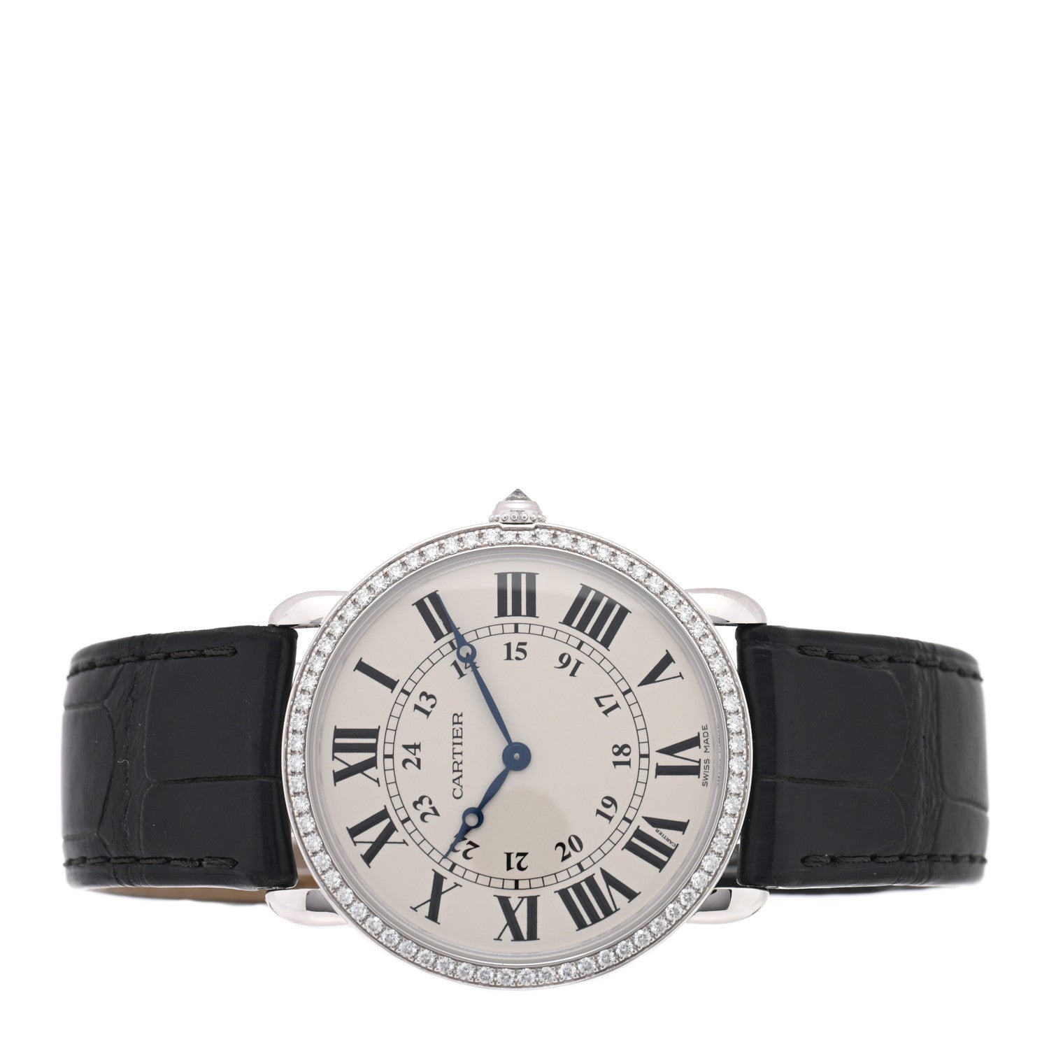 18K White Gold Alligator Diamond Bezel 36mm Ronde Louis Manual Winding Watch