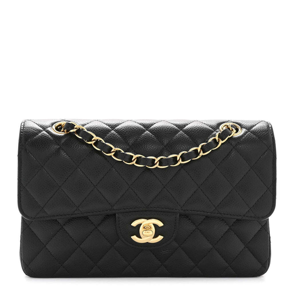 Caviar Quilted Small Double Flap Black