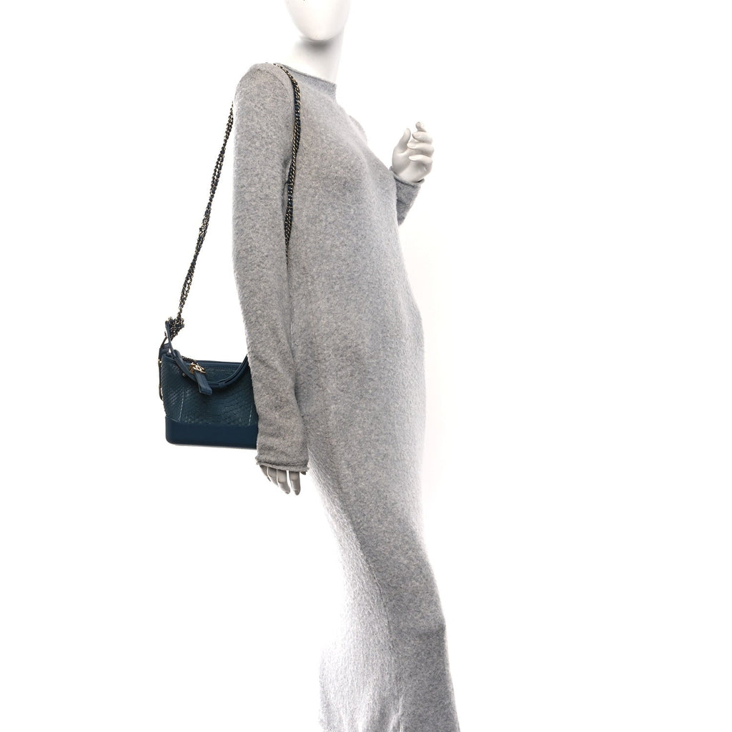 Snakeskin Small Gabrielle Hobo Blue