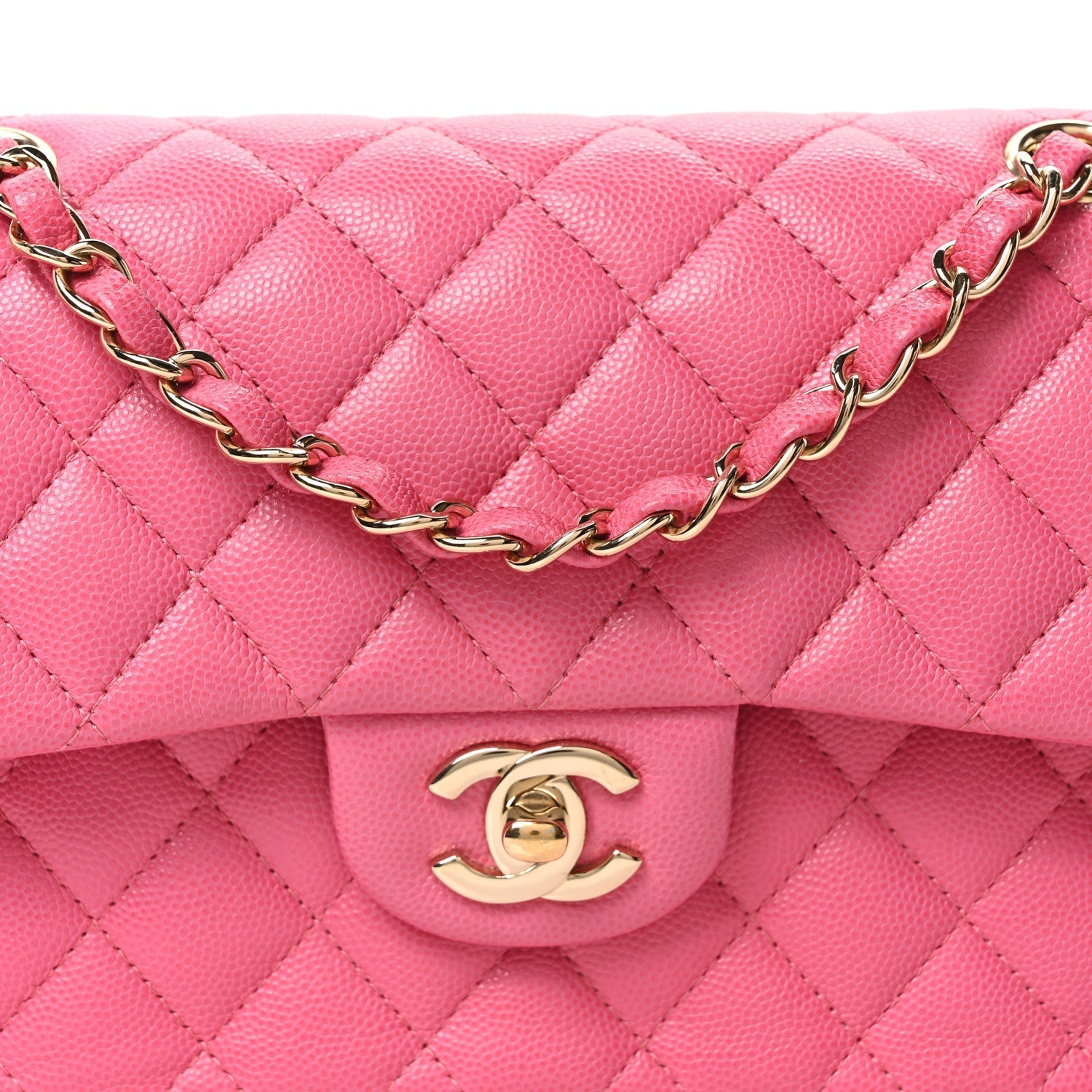 Caviar Quilted Small Double Flap Pink