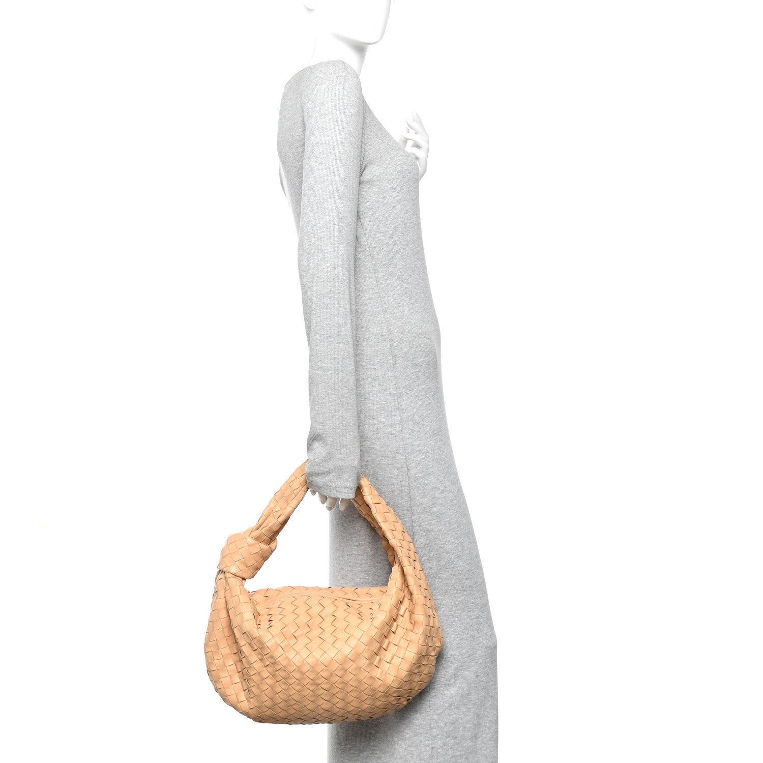 Nappa Intrecciato Small Jodie Hobo Almond