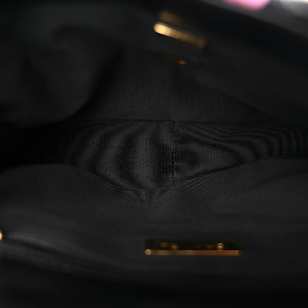 Lambskin Printed Fabric Medium Chanel 19 Flap Black Multicolor
