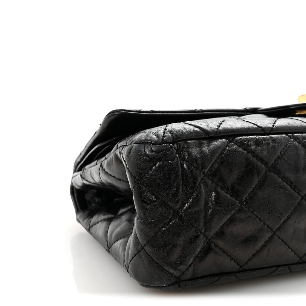 Aged Calfskin Quilted 2.55 Reissue 227 Flap Black