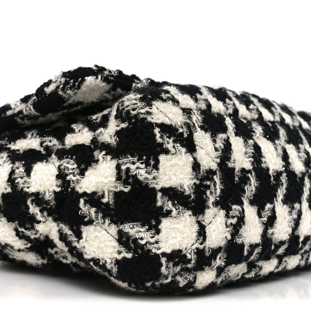 Tweed Quilted Maxi Chanel 19 Flap Black Ecru White