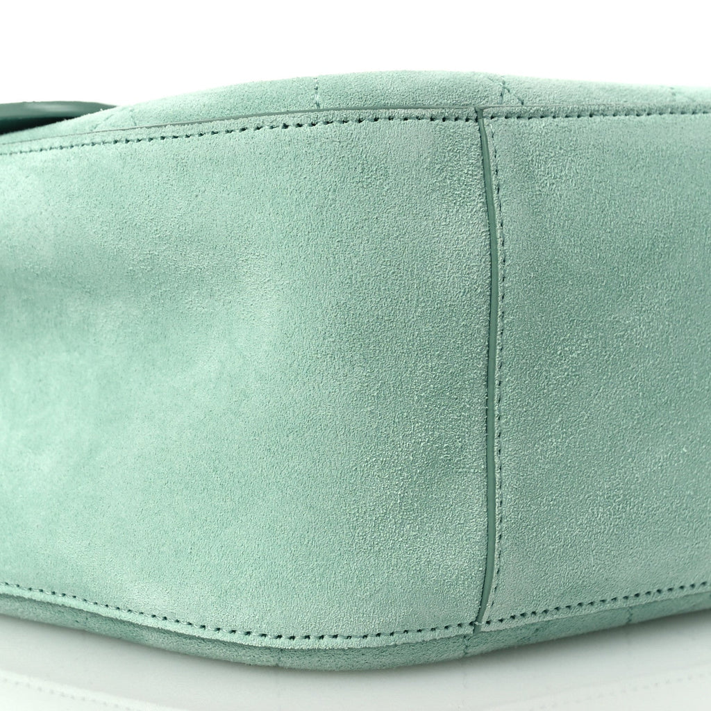 Suede Calfskin Small Souplissimo Maxi Flap Green
