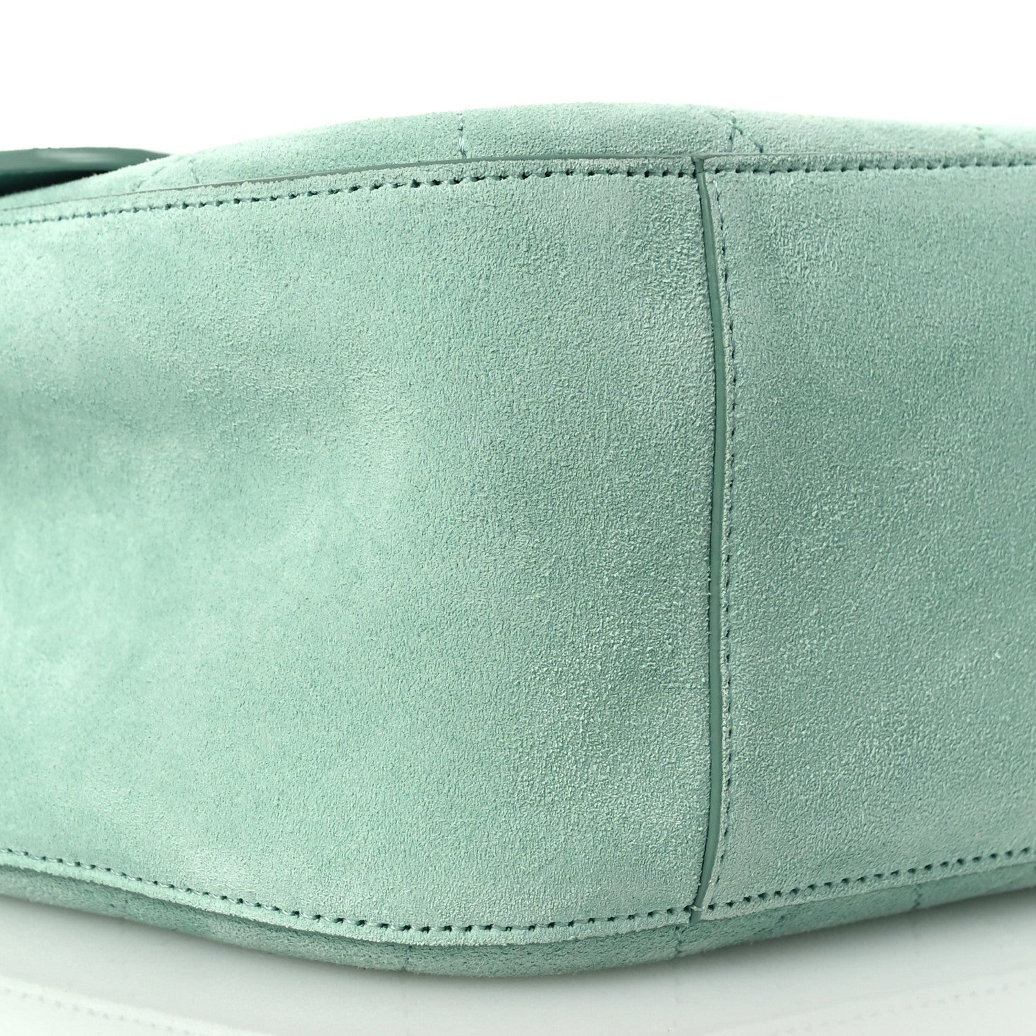 Suede Calfskin Small Souplissimo Maxi Flap Green