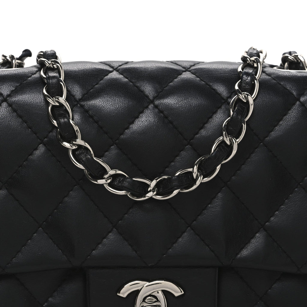 Lambskin Quilted Mini Square Flap Black