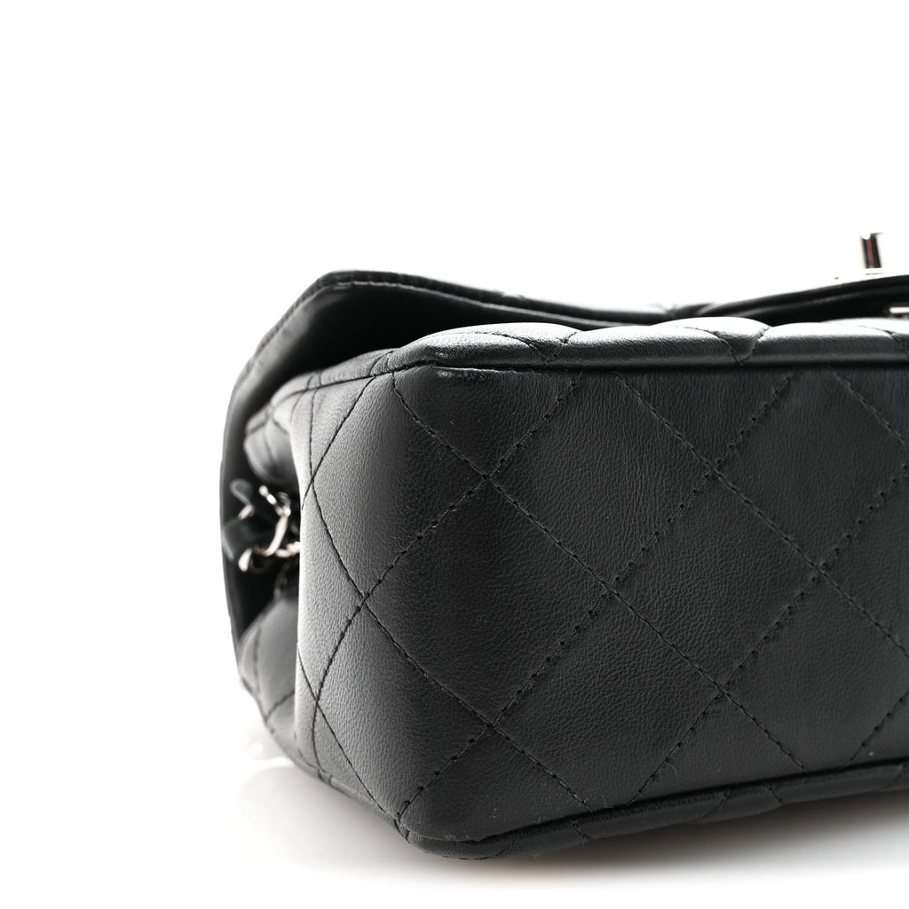 Lambskin Quilted Mini Rectangular Flap Black