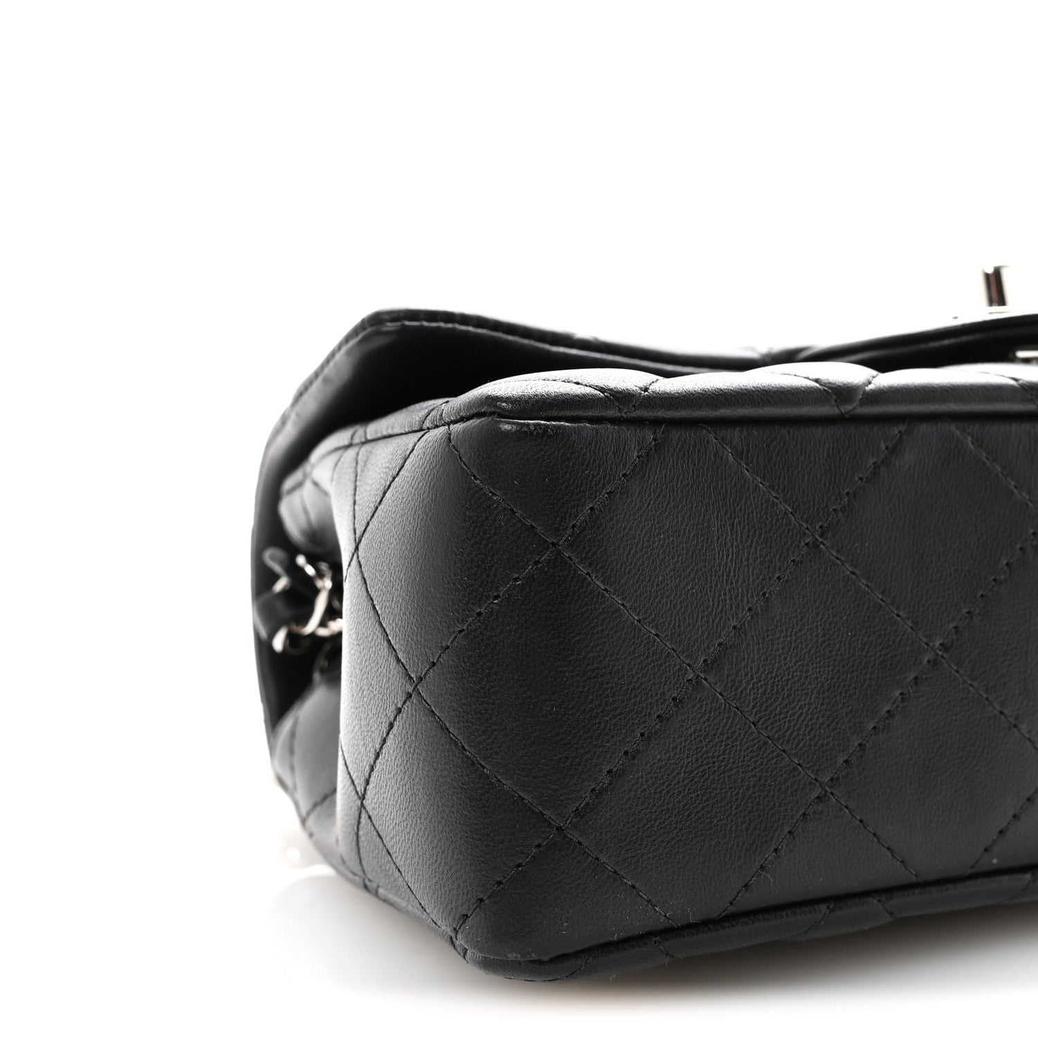 Lambskin Quilted Mini Rectangular Flap Black
