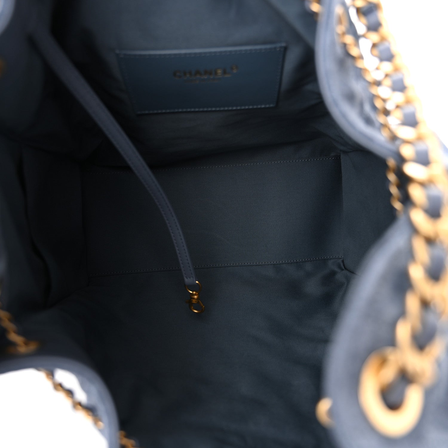 Suede Quilted Medium Chanel 25 Handbag Blue