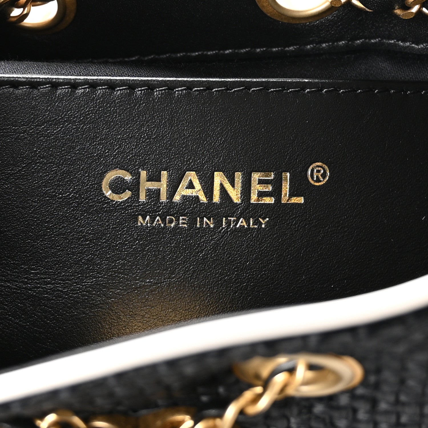 Braided Raffia Calfskin Quilted Mini Chanel 25 Handbag Black White
