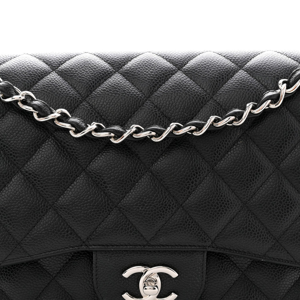 Caviar Quilted Jumbo Double Flap Black