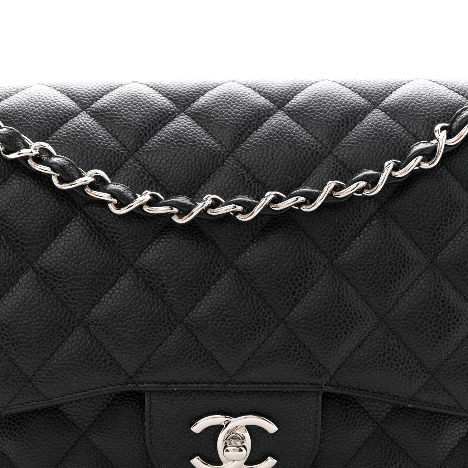 Caviar Quilted Jumbo Double Flap Black