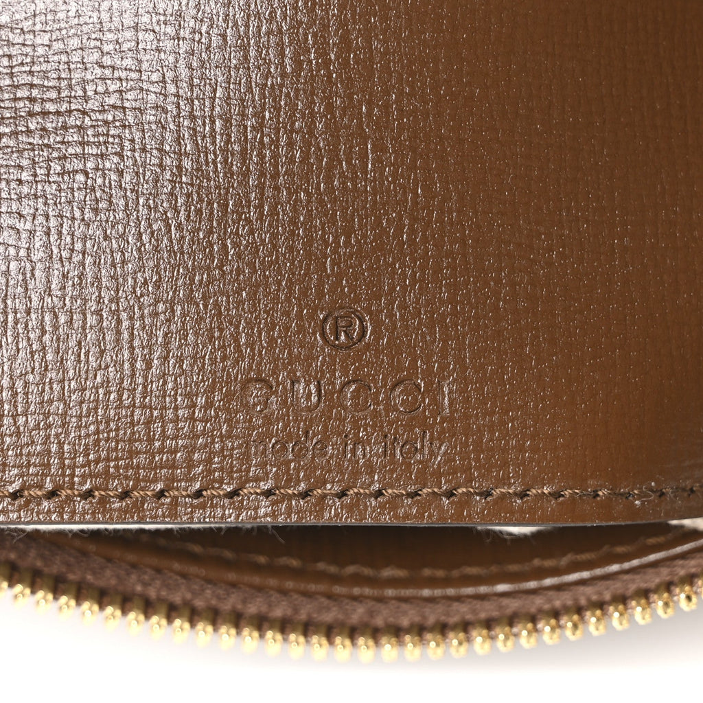 GG Supreme Monogram Azalea Calfskin Small Retro Interlocking G Wristlet Messenger Bag Beige Ebony Brown Sugar