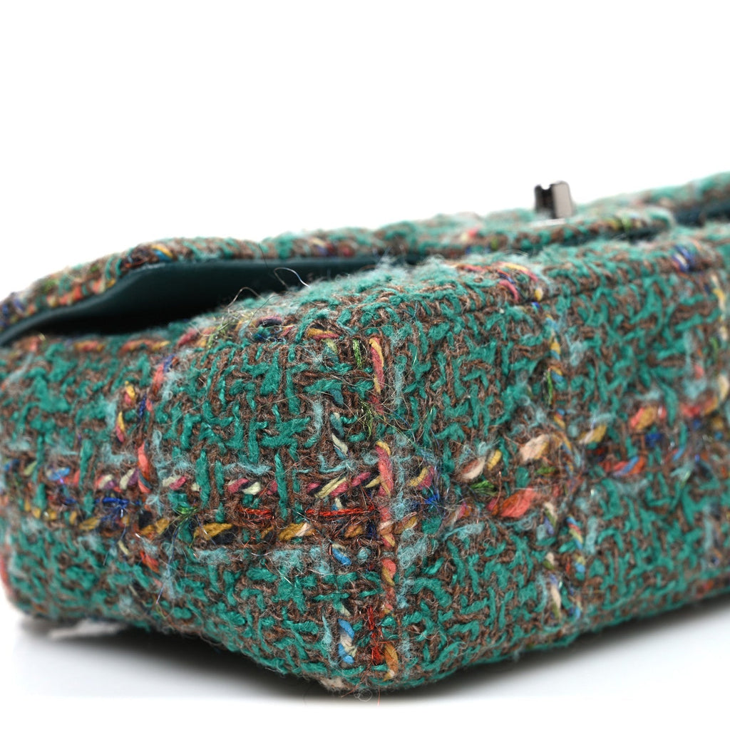 Tweed Quilted Mini Rectangular Flap Green