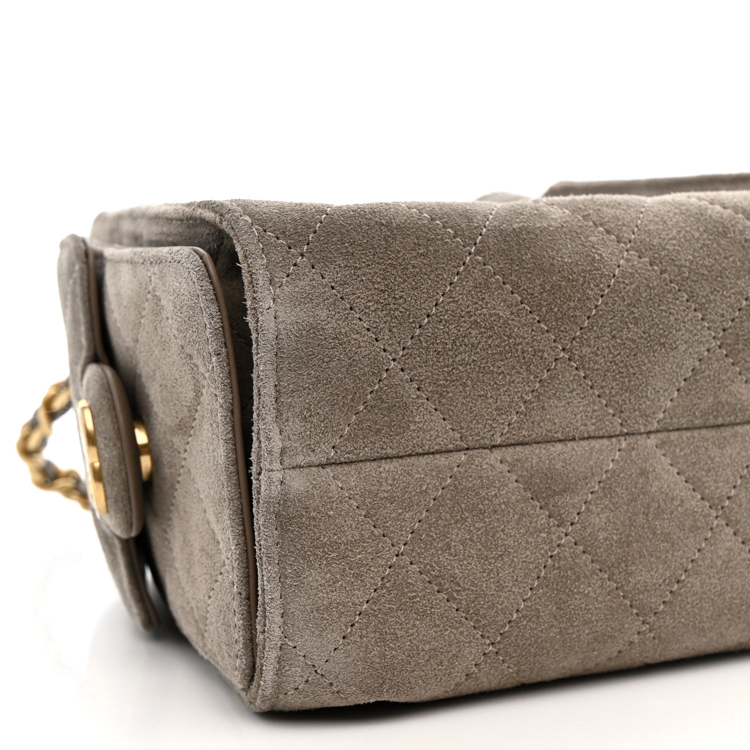 Suede Quilted Mini Chanel 25 Handbag Dark Grey