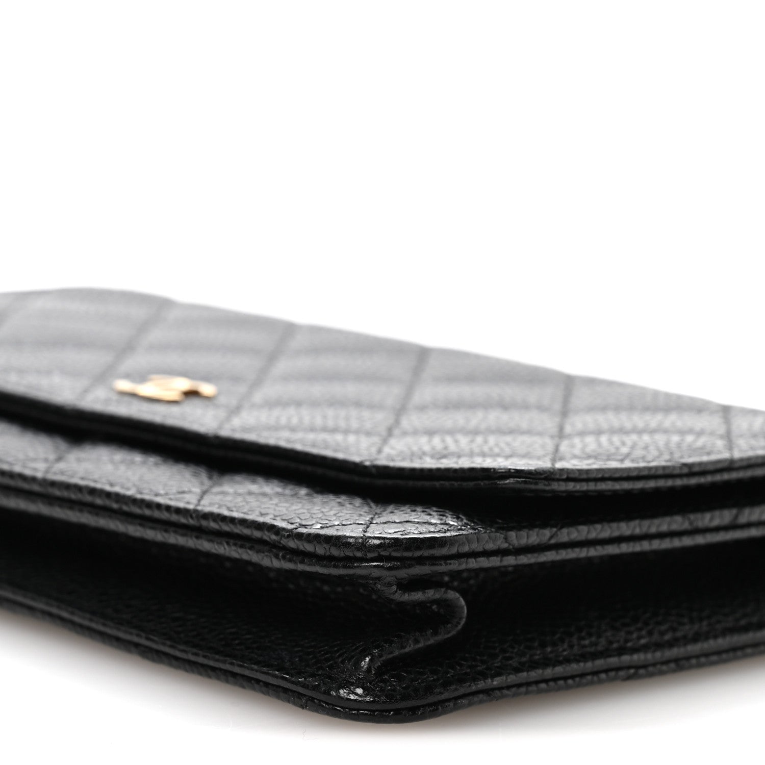 Caviar Quilted Wallet on Chain WOC Black