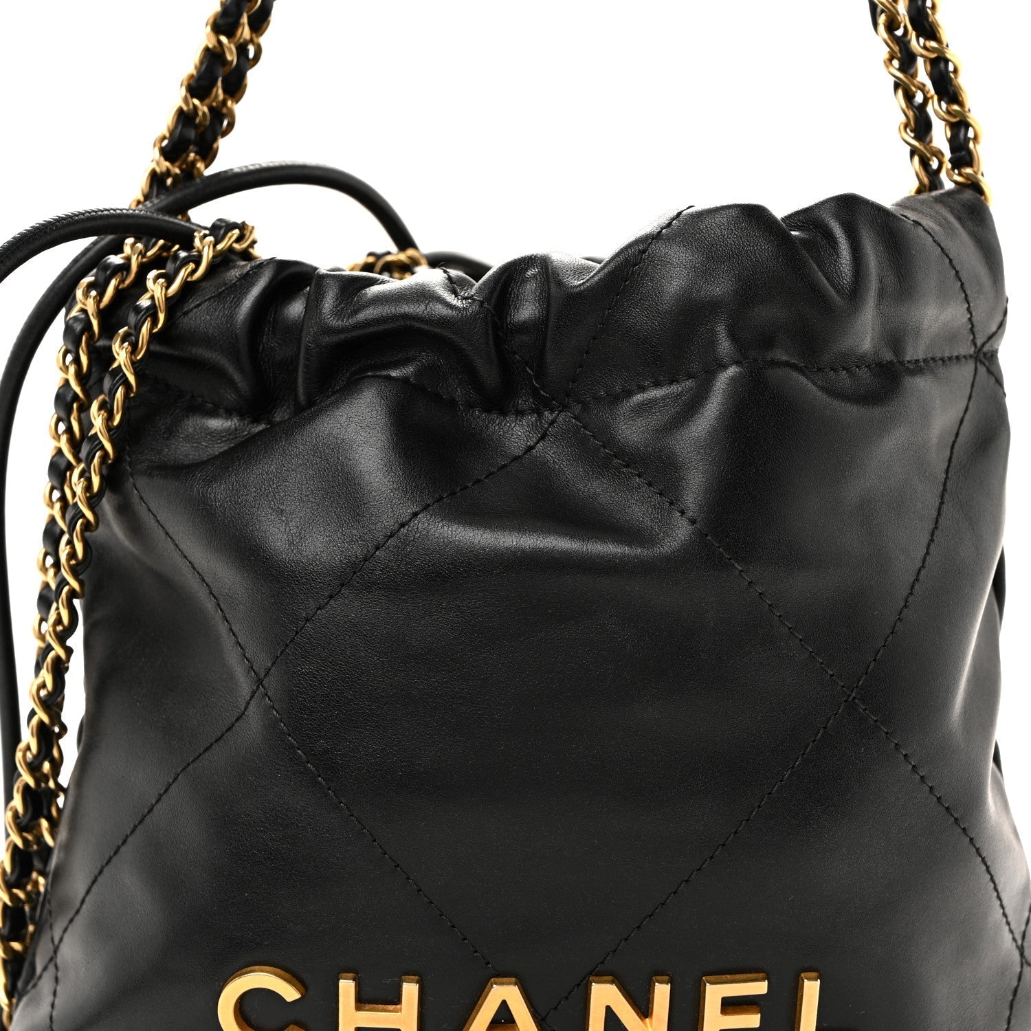 Shiny Calfskin Quilted Mini Chanel 22 Black