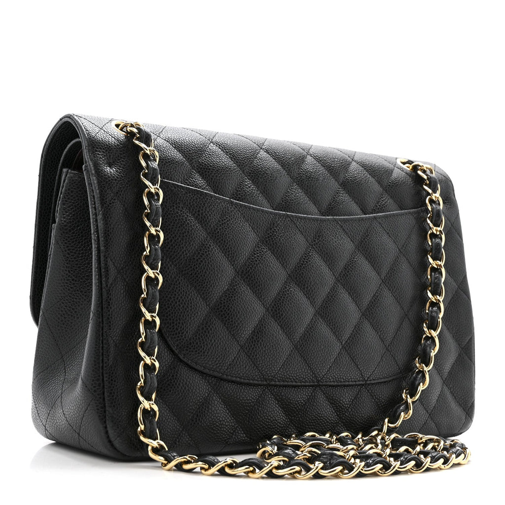 Caviar Quilted Jumbo Double Flap Black