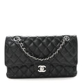 Caviar Quilted Medium Double Flap Black