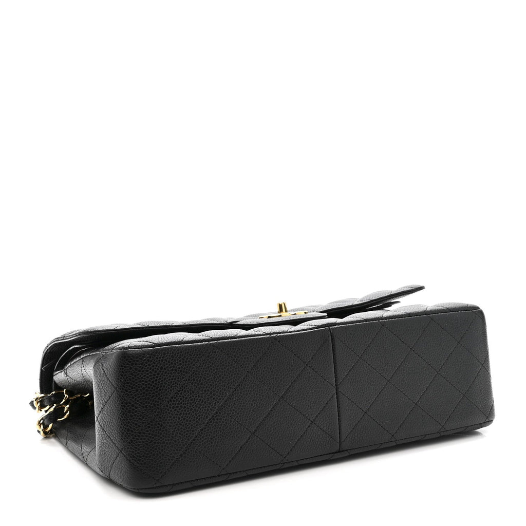 Caviar Quilted Jumbo Double Flap Black